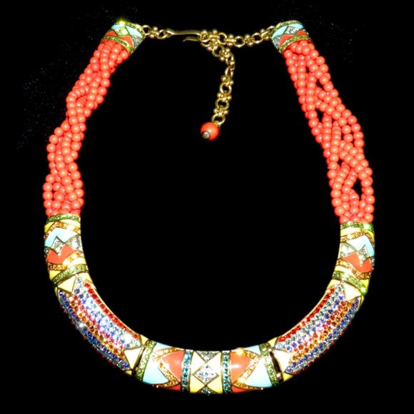 Heidi Daus "Southwest Twist" Crystal and Enamel Beaded Twisted Necklace